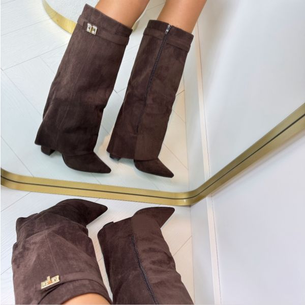 Women's Suede Knee-High Block Heel Boots
