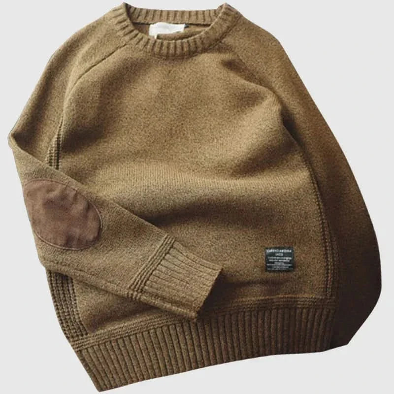 Maglione da uomo girocollo con toppe sui gomiti