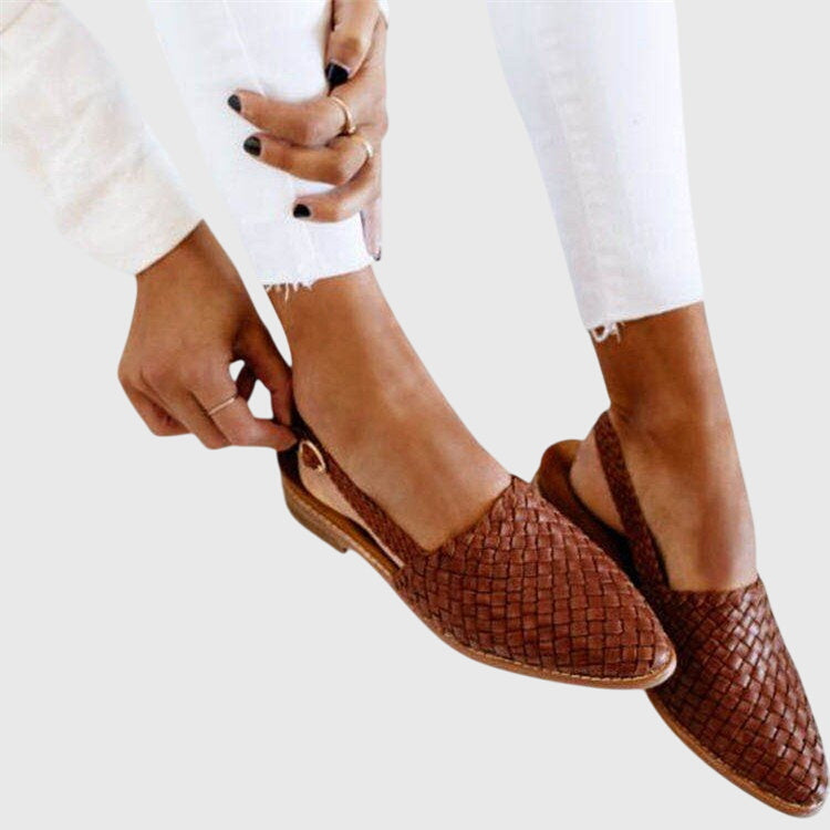 Mocassini slingback da donna in tessuto con cinturino regolabile