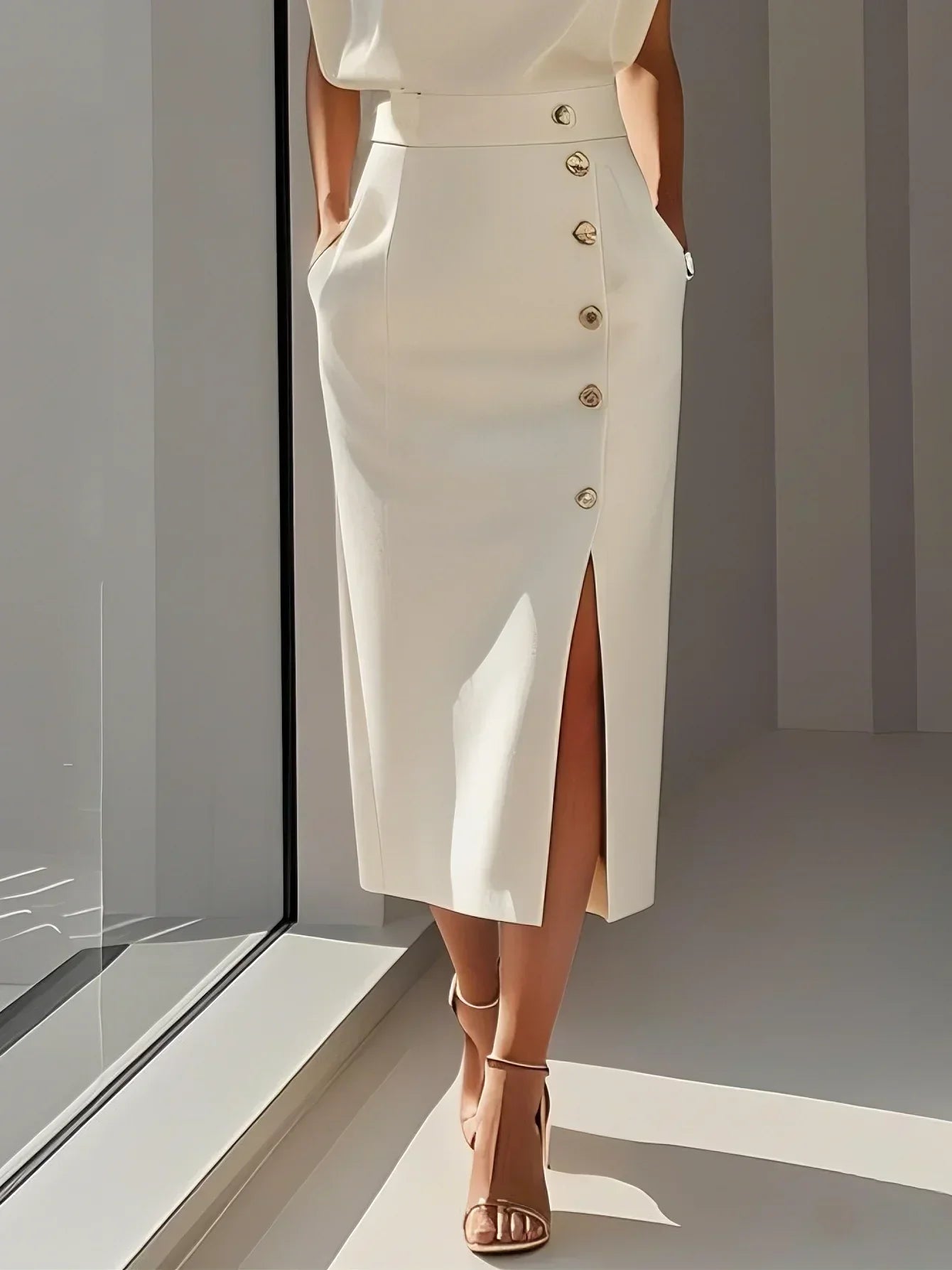 Robe midi ajustée moderne Élégante style minimaliste