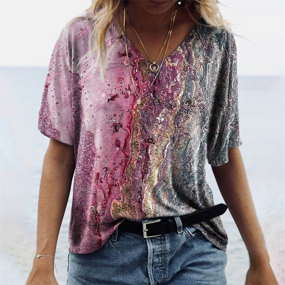 Hazel - Boho V-Neck T-Shirt