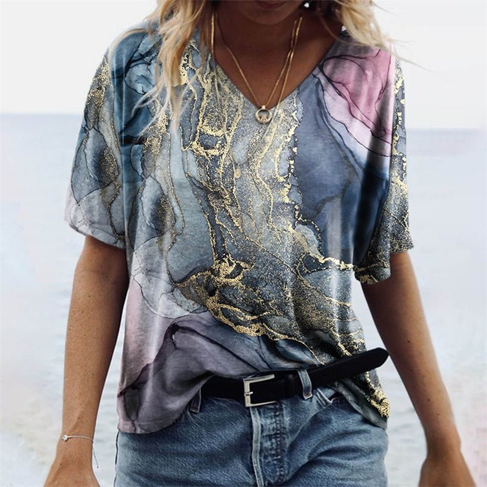 Hazel - Boho V-Neck T-Shirt