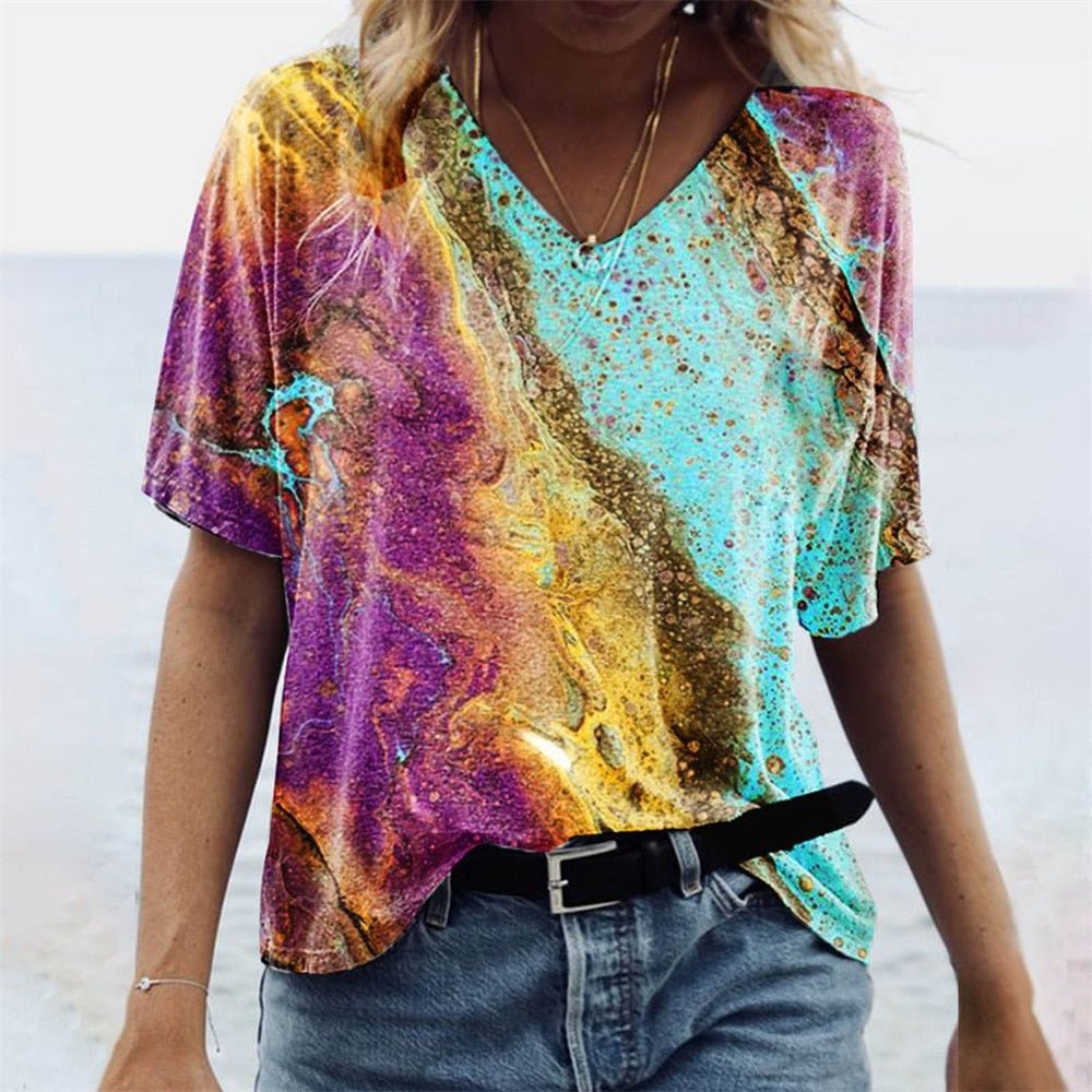 Hazel - Boho V-Neck T-Shirt