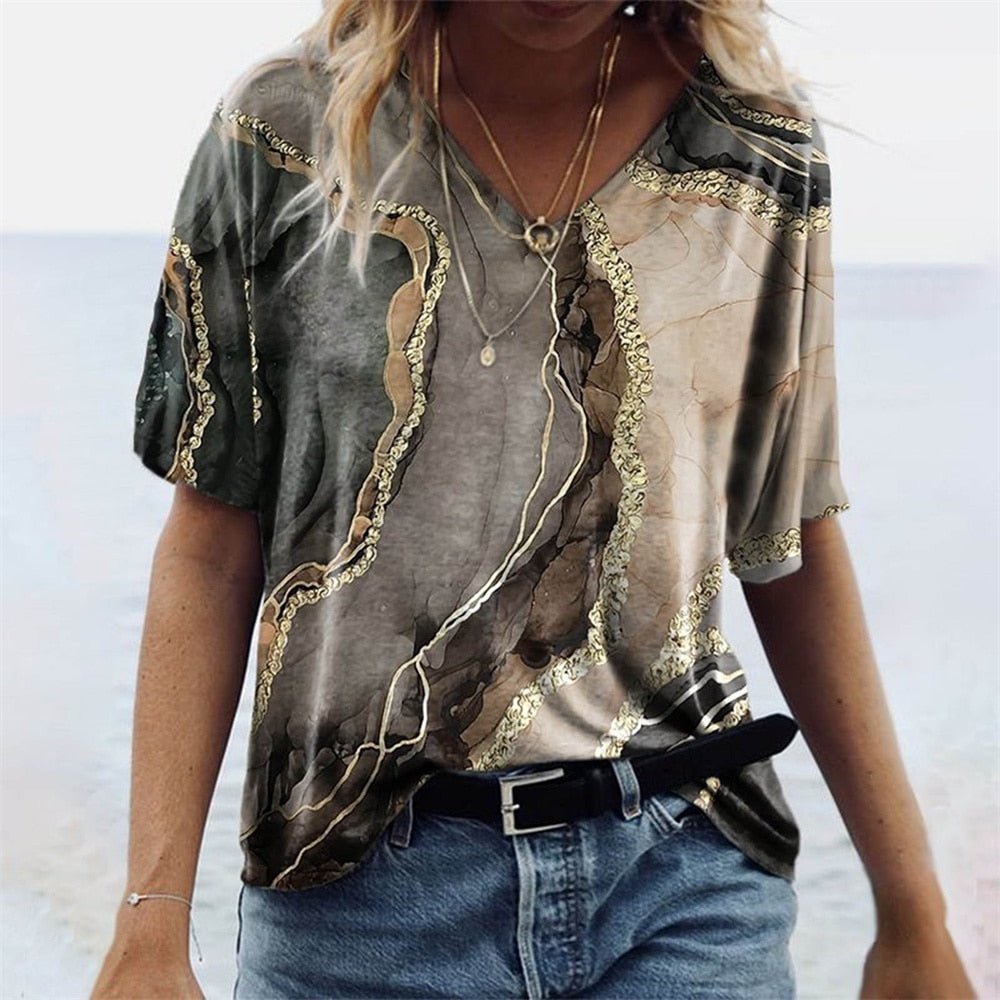 Hazel - Boho V-Neck T-Shirt