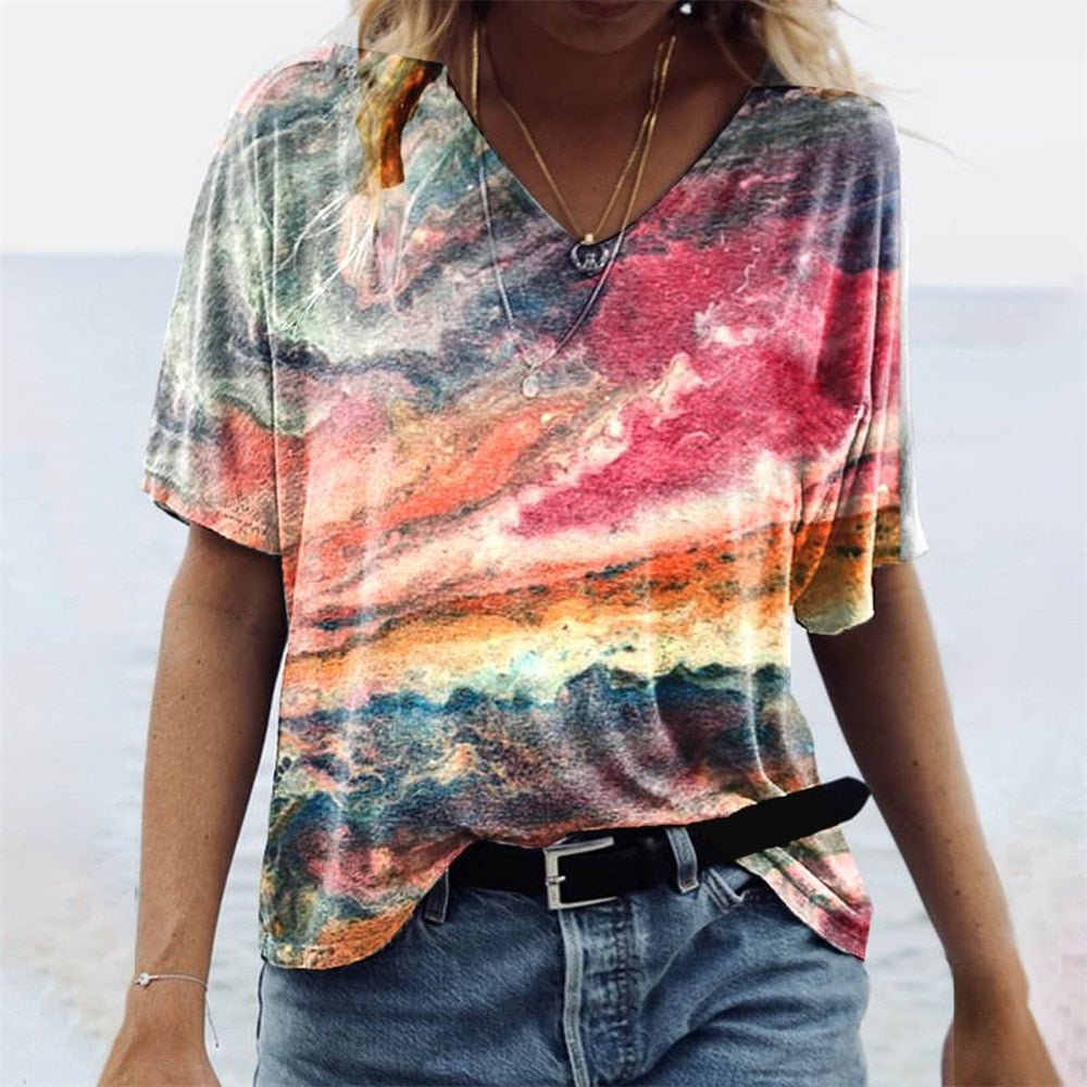 Hazel - Boho V-Neck T-Shirt