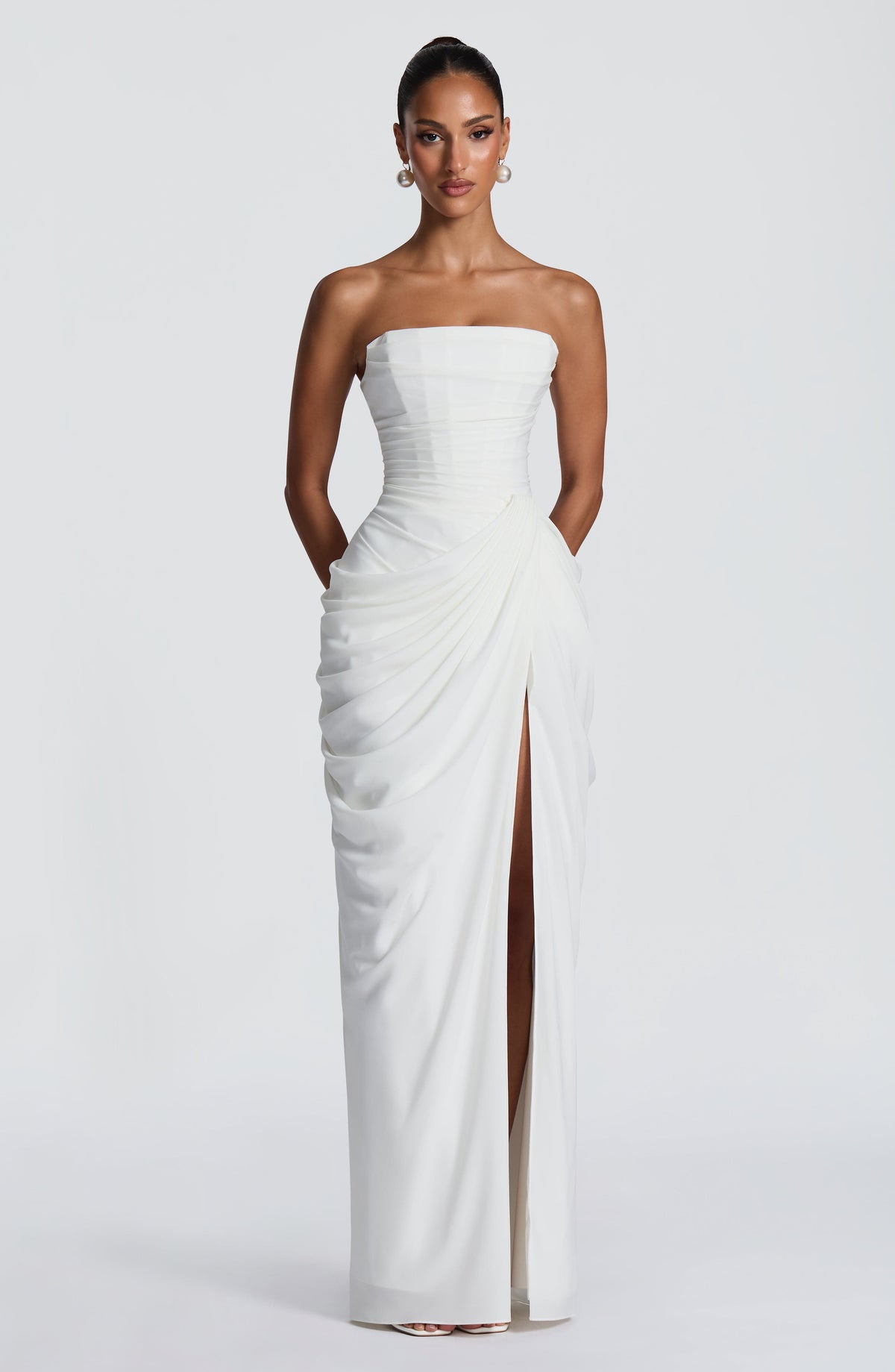 Women's Chiffon Maxi Dress with Corset Bodice