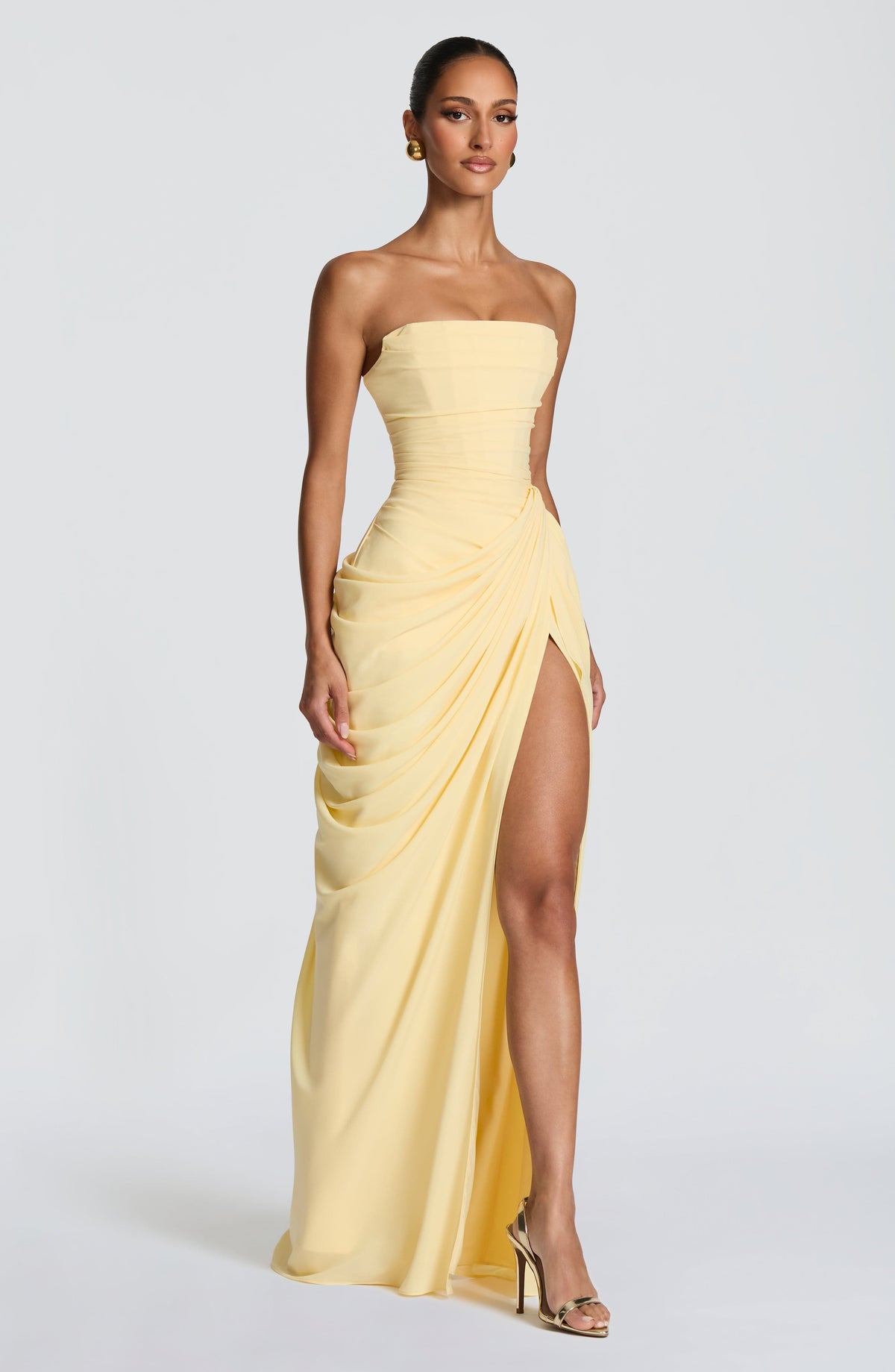 Women's Chiffon Maxi Dress with Corset Bodice