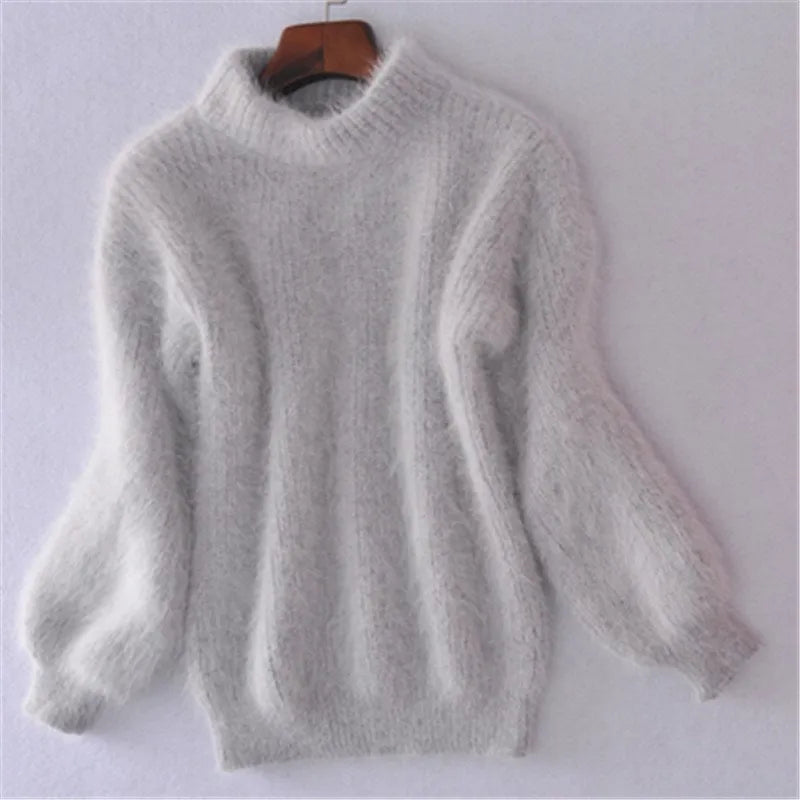 Pull oversize pour femme à col montant et coupe décontractée