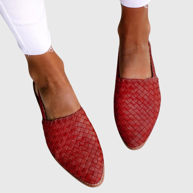 Mocassini slingback da donna in tessuto con cinturino regolabile