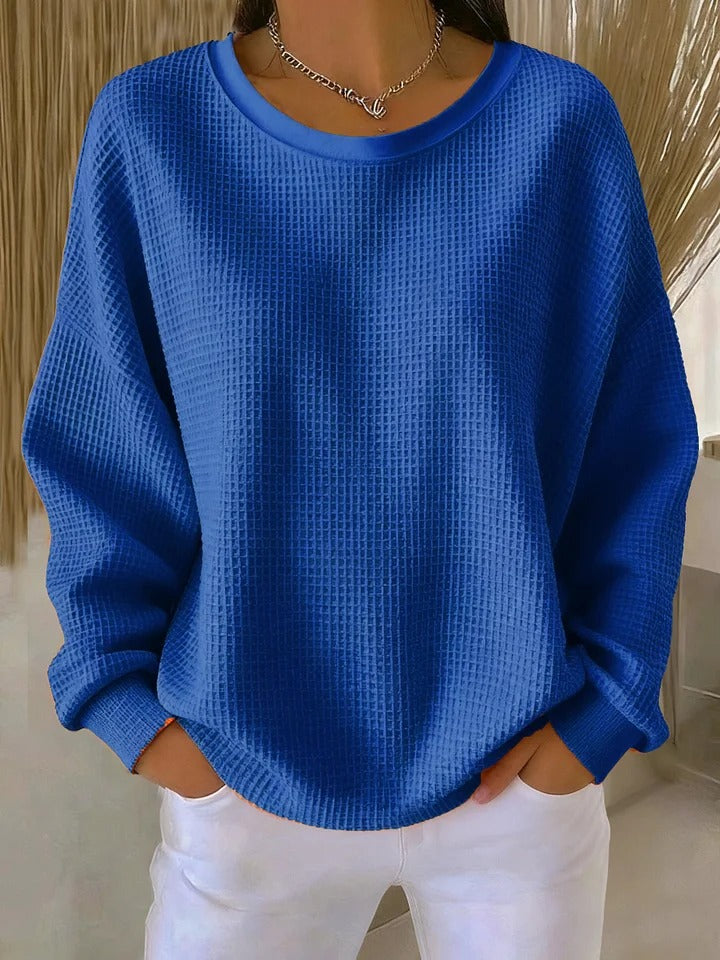 Women’s Waffle Knit Crew Neck Sweater