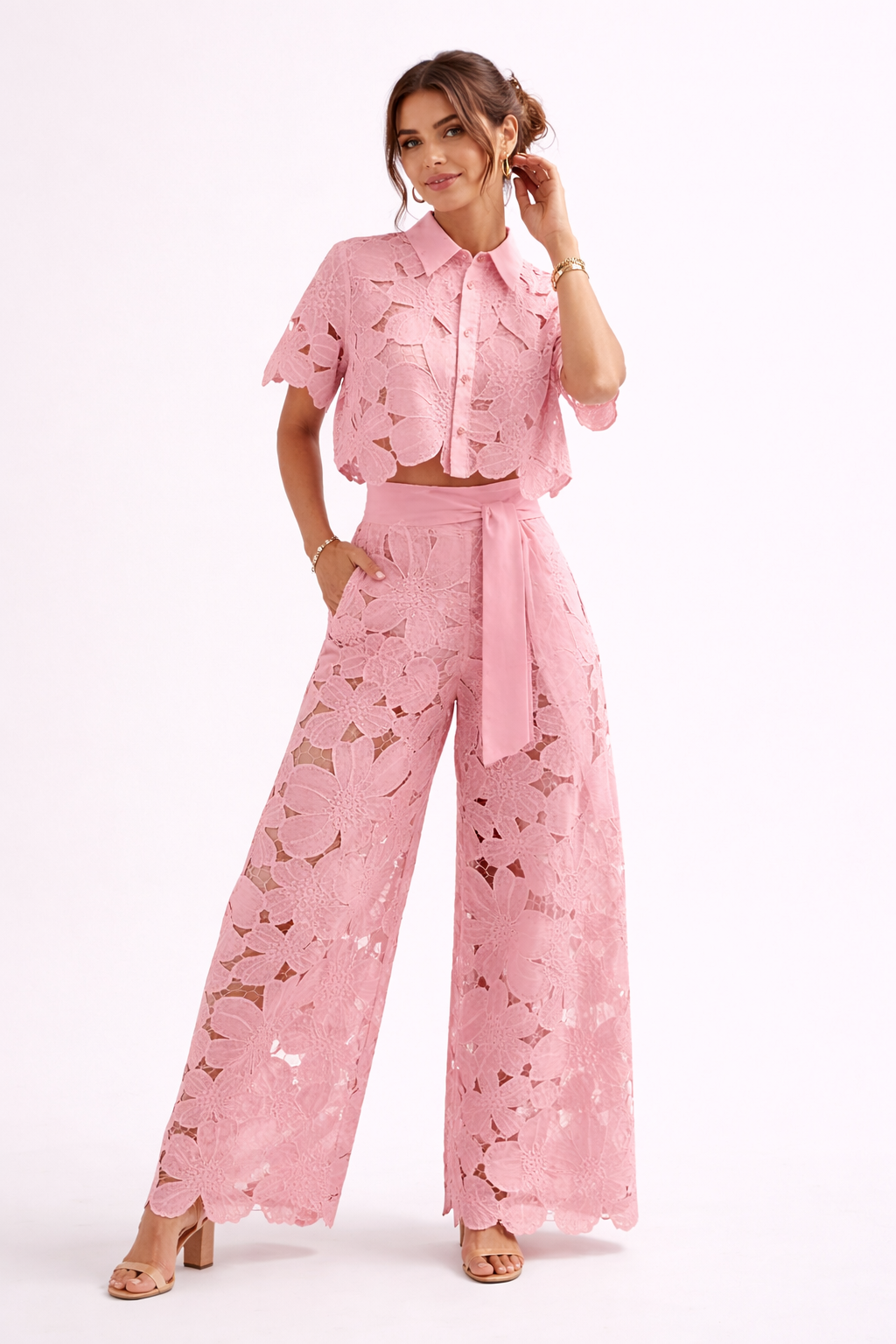 Women's Summer Blouse & Wide Leg Pants Set
