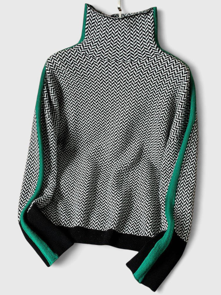 Women's Striped Sweater with High Collar