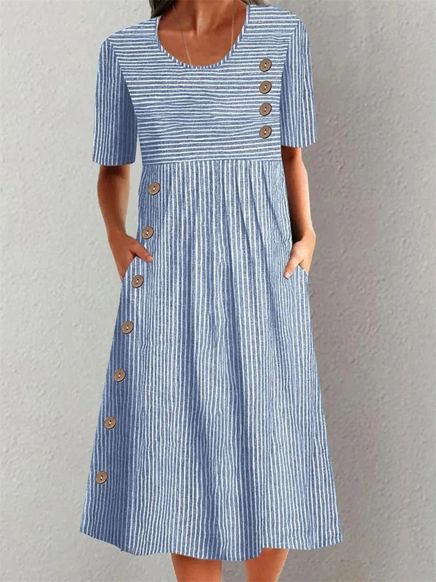 Robe midi d'été rayée pour femme