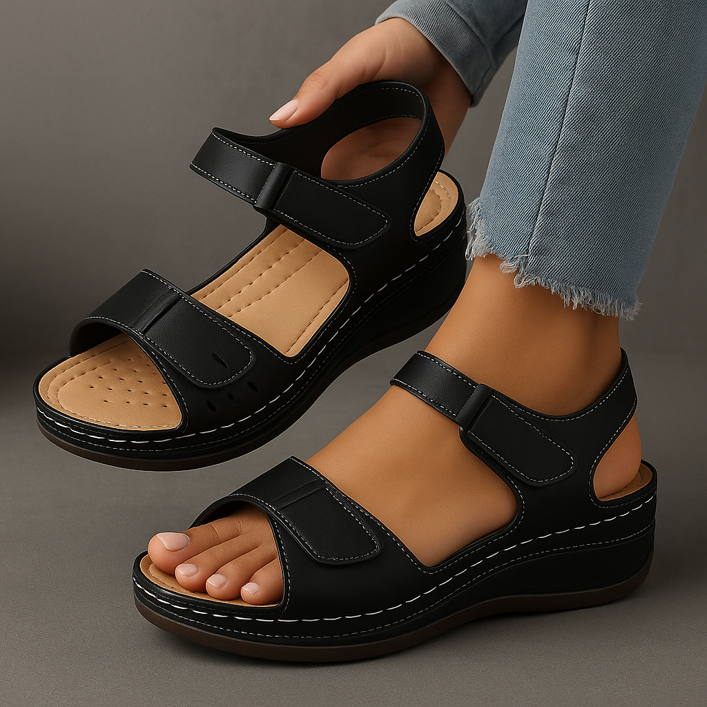 Sandales compensées confort décontracté avec brides Velcro