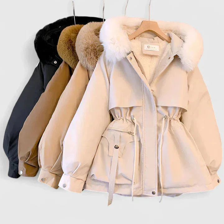 Women's Faux Fur Hood Parka with Adjustable Waist