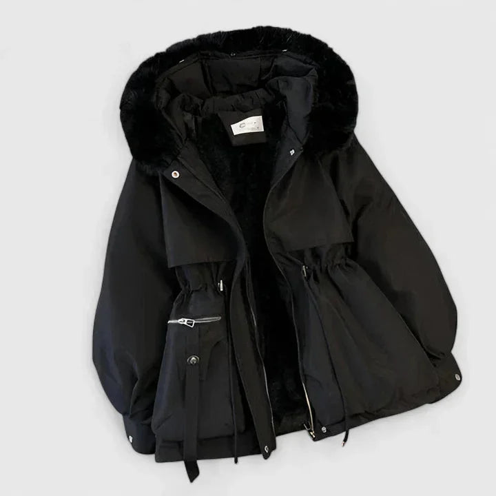 Women's Faux Fur Hood Parka with Adjustable Waist