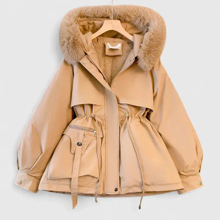 Women's Faux Fur Hood Parka with Adjustable Waist