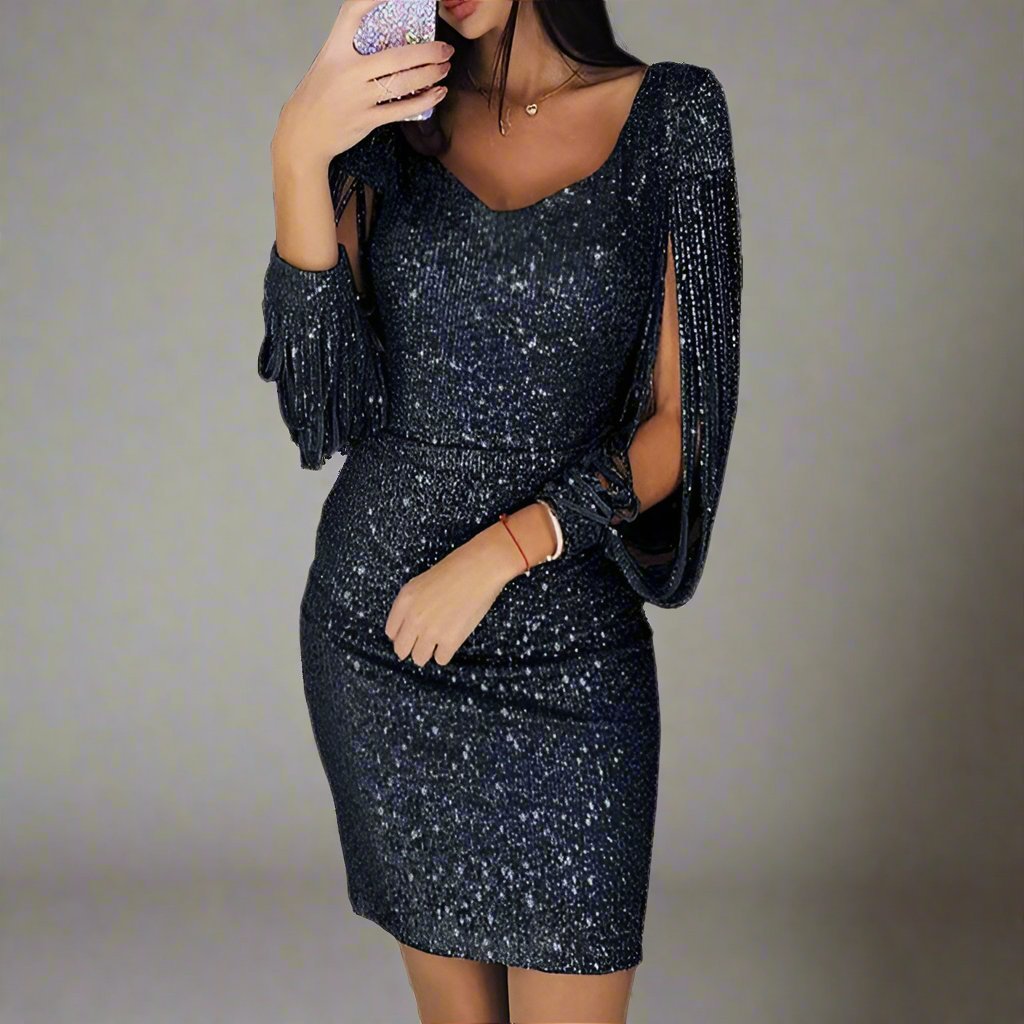 Women's Sequin V-Neck Party Mini Dress