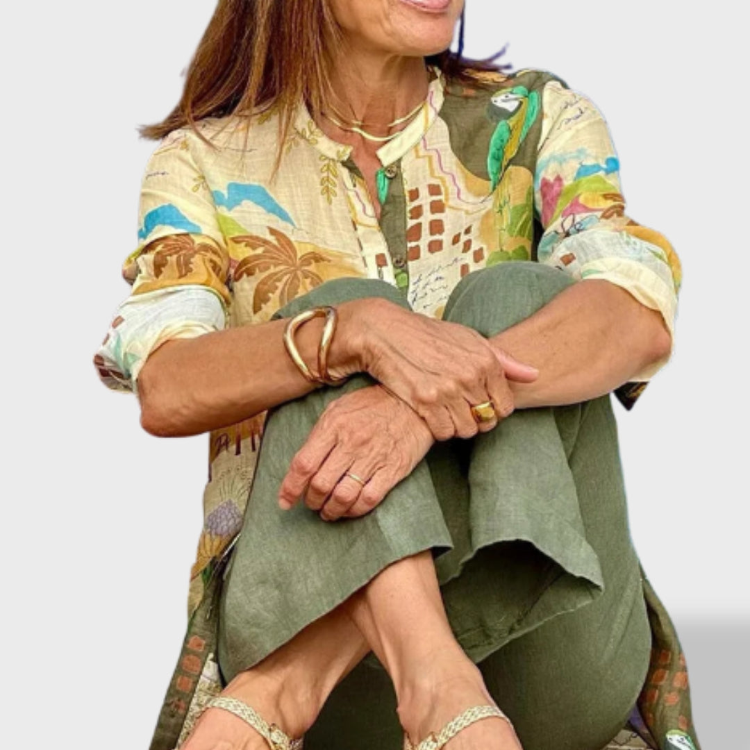 Women's Two-Piece Set with Overshirt and Wide Pants