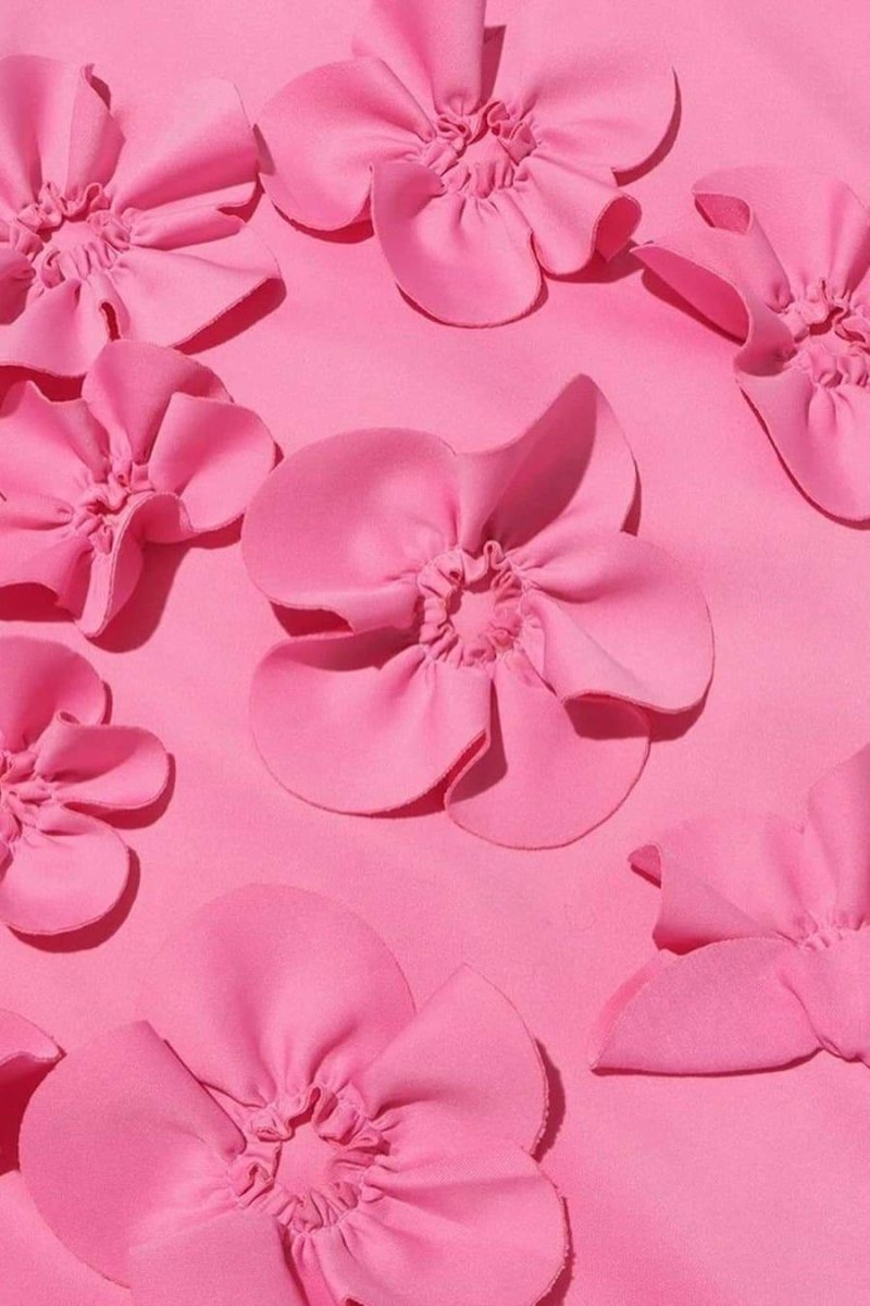 Robe maxi à col haut avec fleurs 3D pour femme