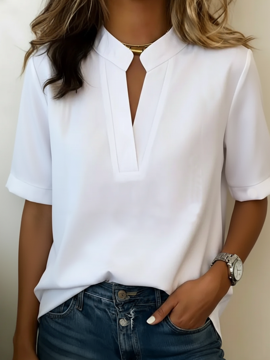 Women's Short Sleeve V-Neck Casual Blouse