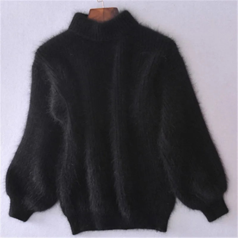 Pull oversize pour femme à col montant et coupe décontractée