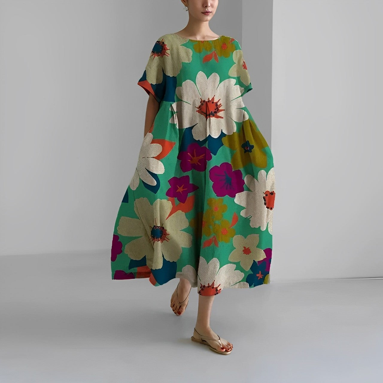 Women's Artistic Print Relaxed Midi Dress