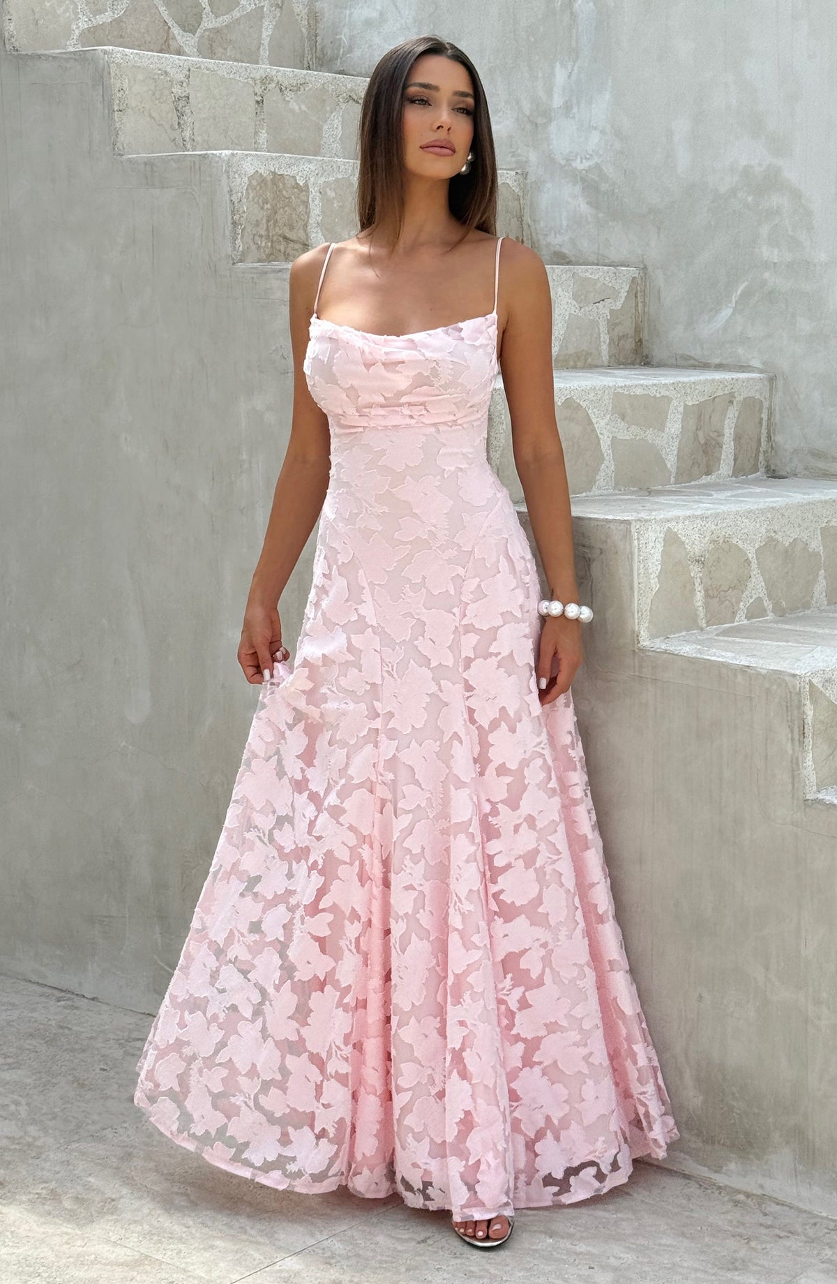 Women's Gingham Evening Party Maxi Dress with Flattering Lace