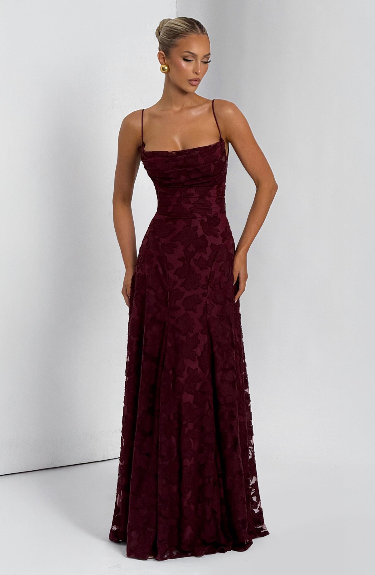 Women's Gingham Evening Party Maxi Dress with Flattering Lace