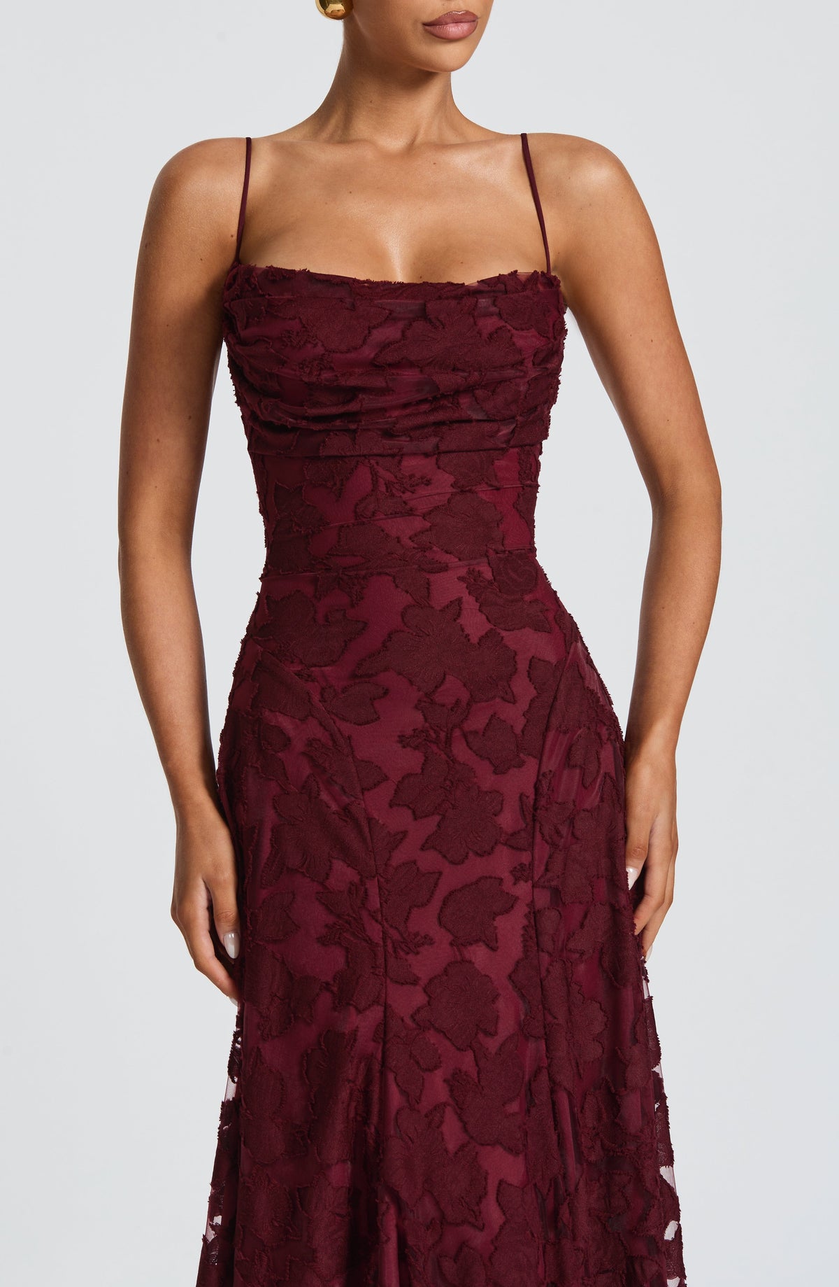 Women's Gingham Evening Party Maxi Dress with Flattering Lace