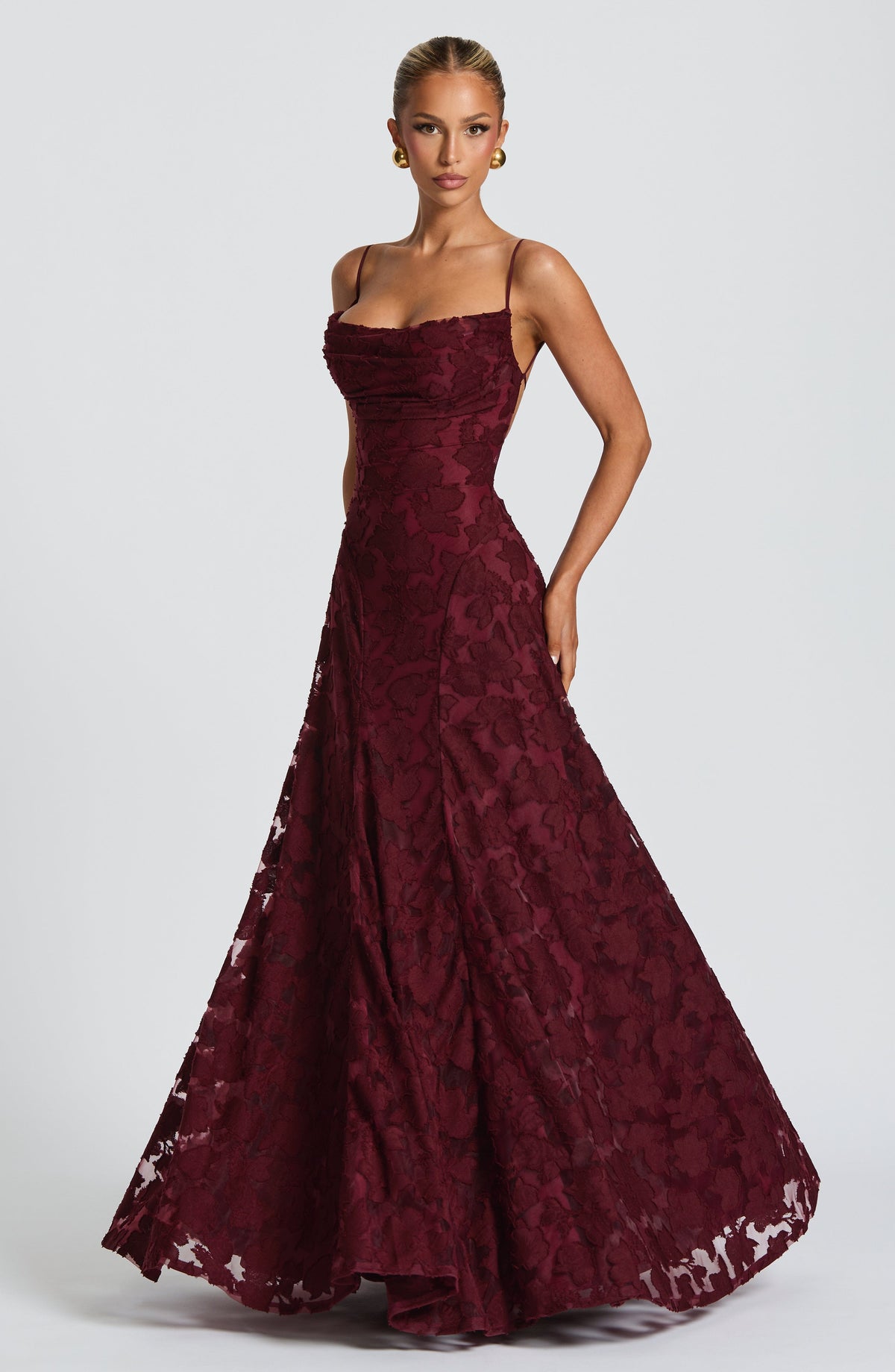 Women's Gingham Evening Party Maxi Dress with Flattering Lace