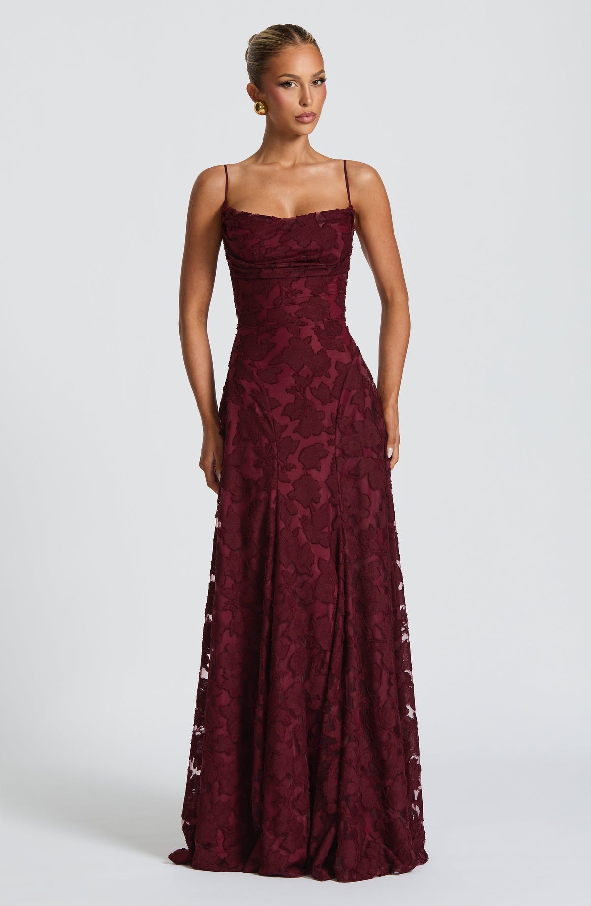 Women's Gingham Evening Party Maxi Dress with Flattering Lace