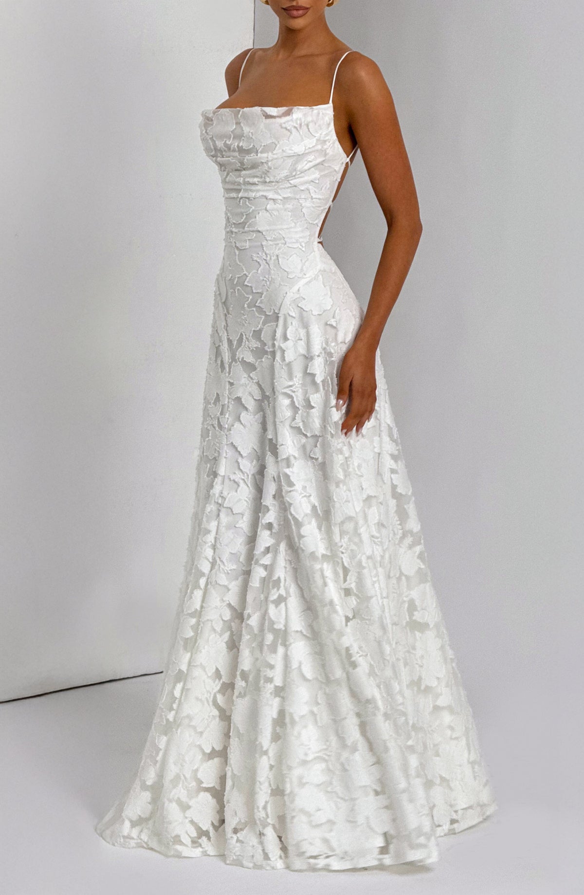 Women's Gingham Evening Party Maxi Dress with Flattering Lace