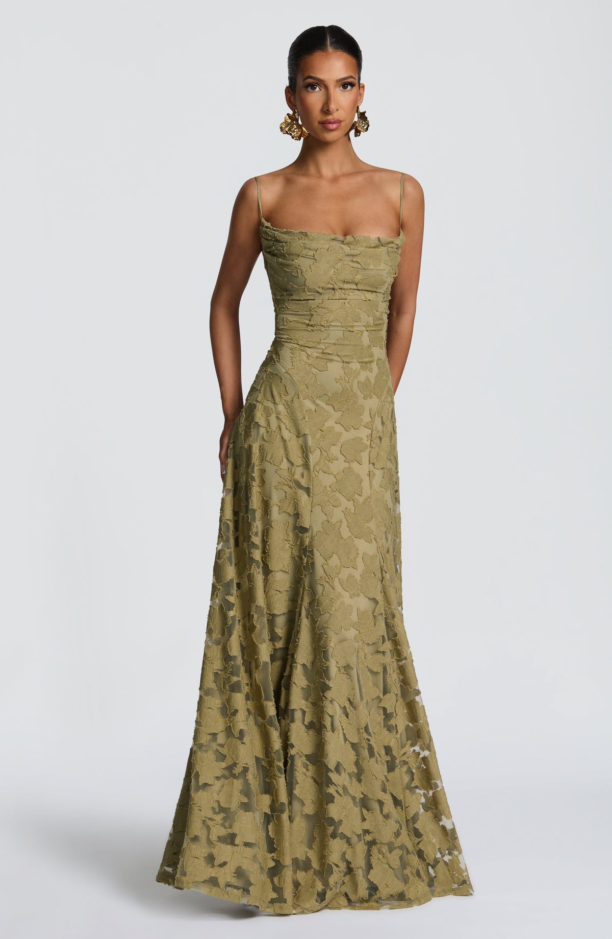 Women's Gingham Evening Party Maxi Dress with Flattering Lace