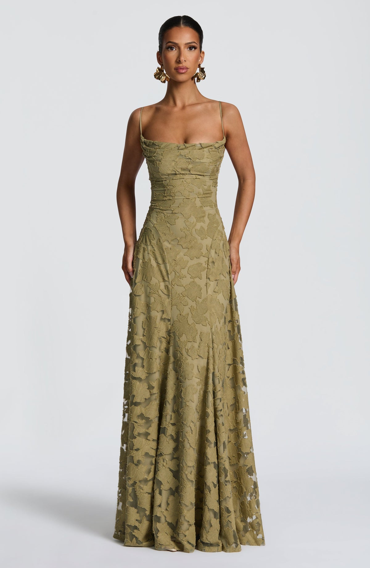 Women's Gingham Evening Party Maxi Dress with Flattering Lace