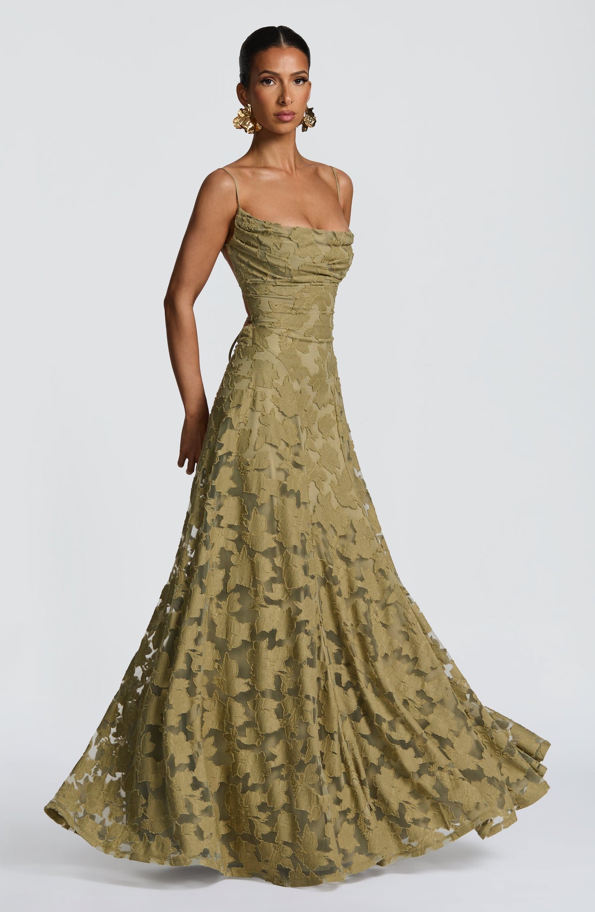 Women's Gingham Evening Party Maxi Dress with Flattering Lace