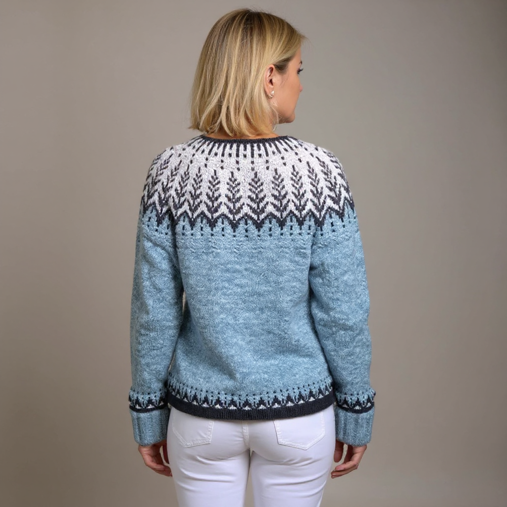 Women's Nordic Cardigan with Geometric Pattern