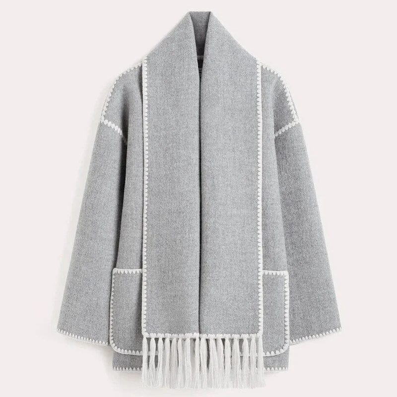 Cardigan aperto da donna con rifinitura a frange