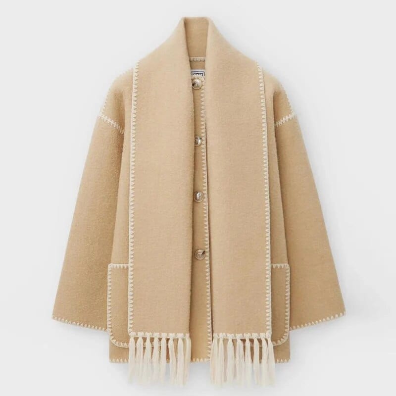 Cardigan aperto da donna con rifinitura a frange