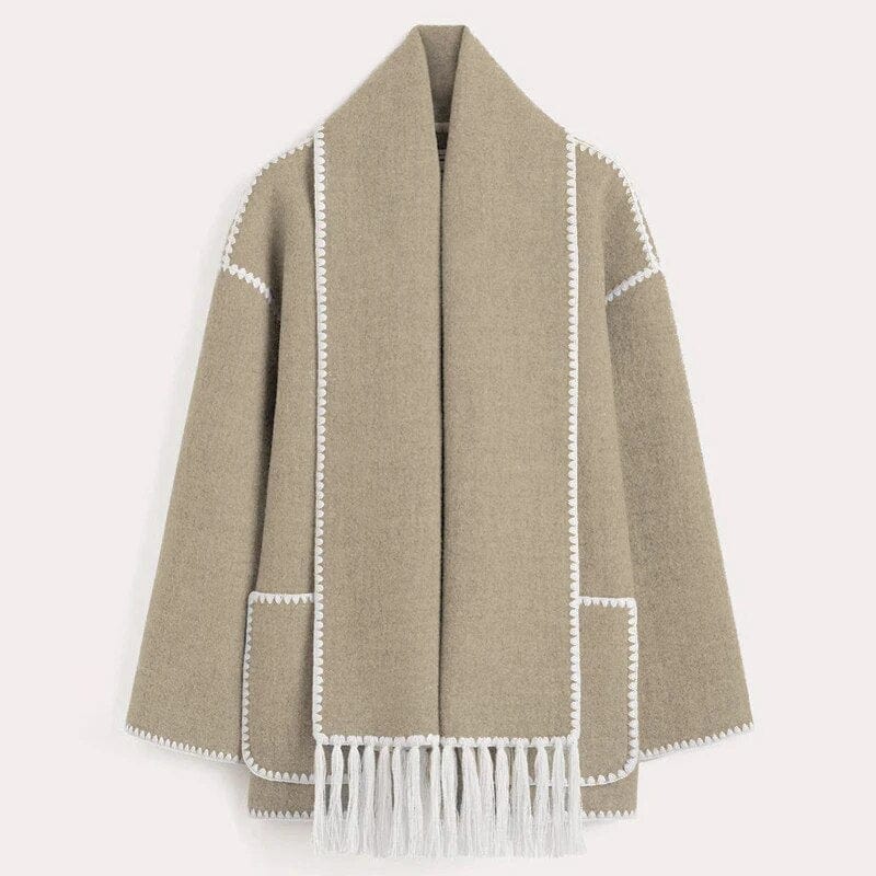 Cardigan aperto da donna con rifinitura a frange