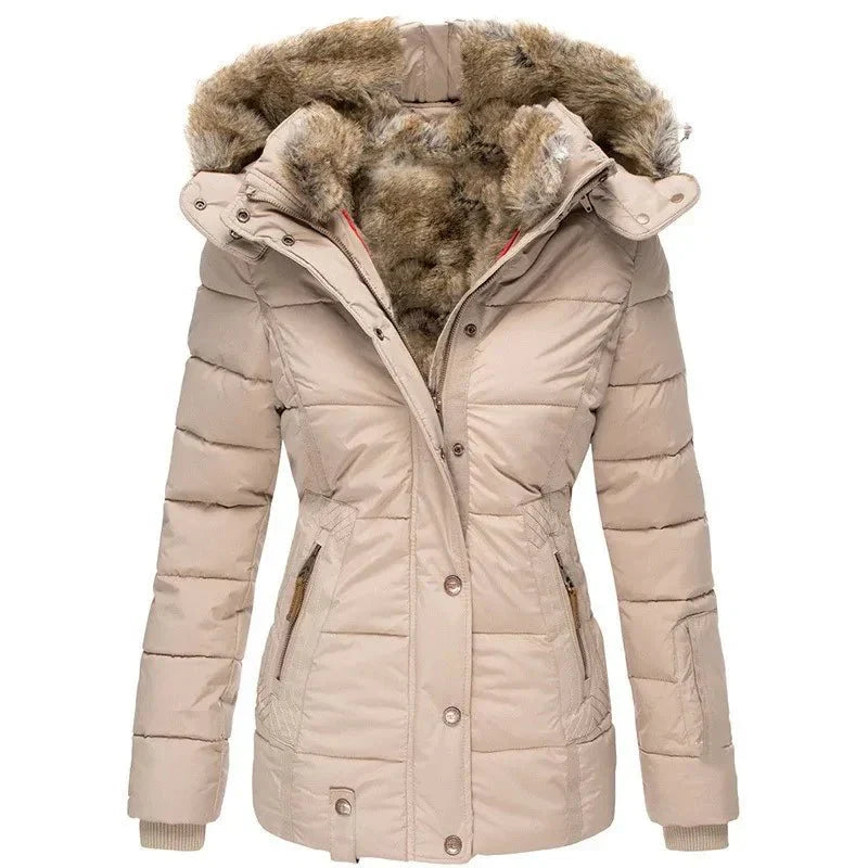 Parka da donna con cappuccio e fodera in pelliccia