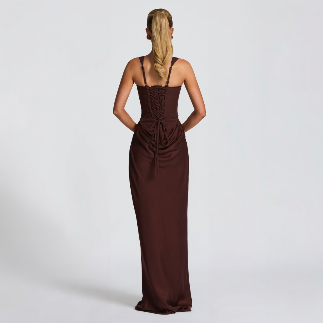 Women's Sleeveless Square Neck Ruched Side Maxi Dress