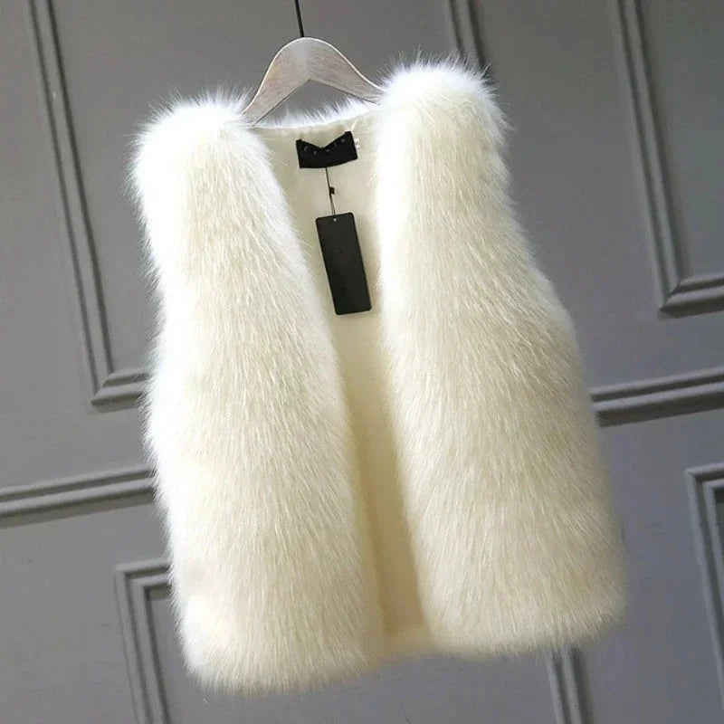 Women's Sleeveless Faux Fur Vest Luxury Layering