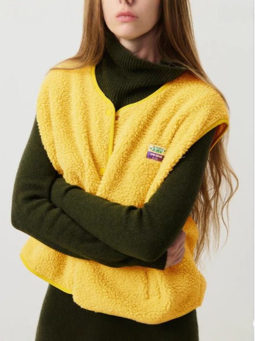 Women’s Casual Fleece Button-Up Vest