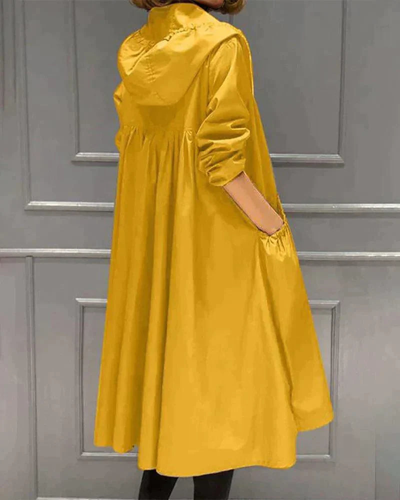 Women’s Hooded Long Coat with Drawstring Waist