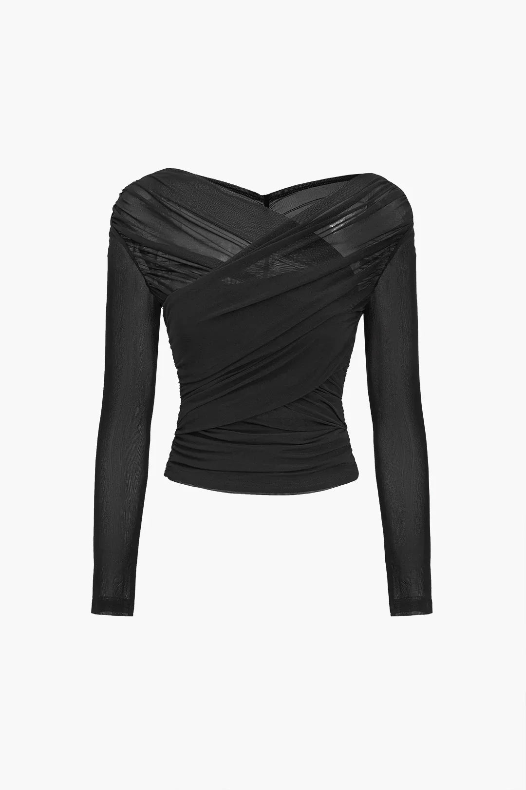 Elegant Draped Long Sleeve Crop Top for Women
