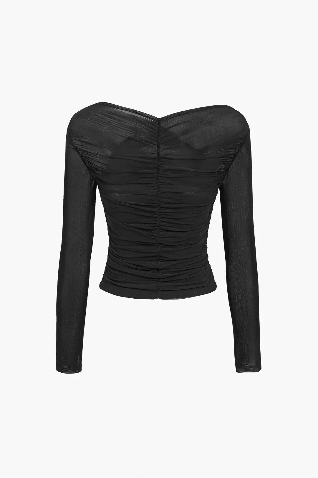 Women's Sheer Pleated Long Sleeve Top