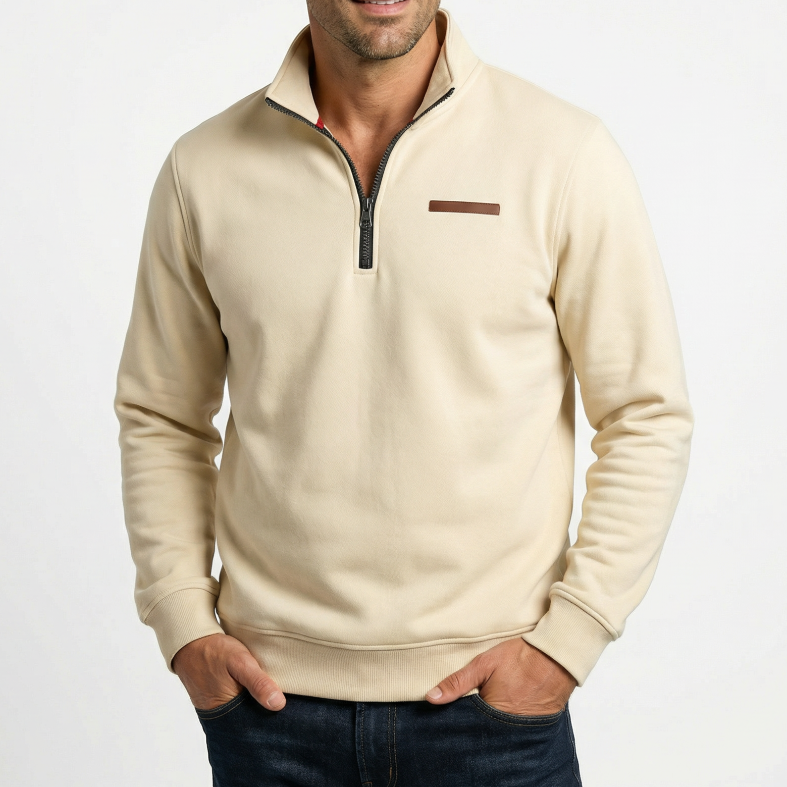 Men's Quarter-Zip Stand Collar Sweater