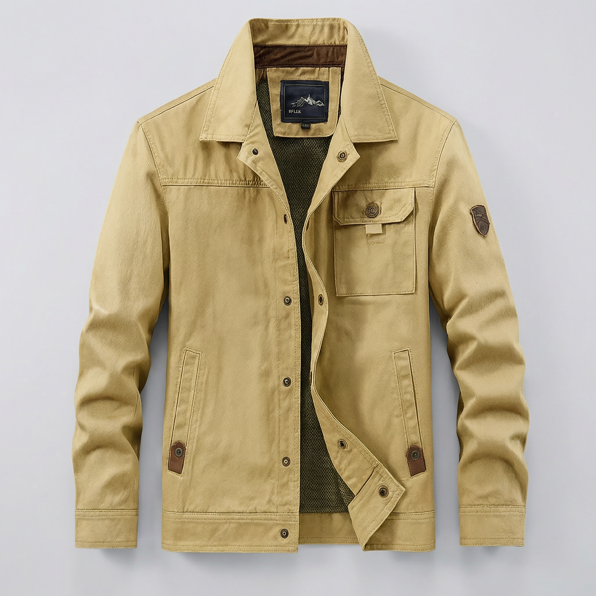 Men's Utility Field Jacket with Button Front and Chest Pockets