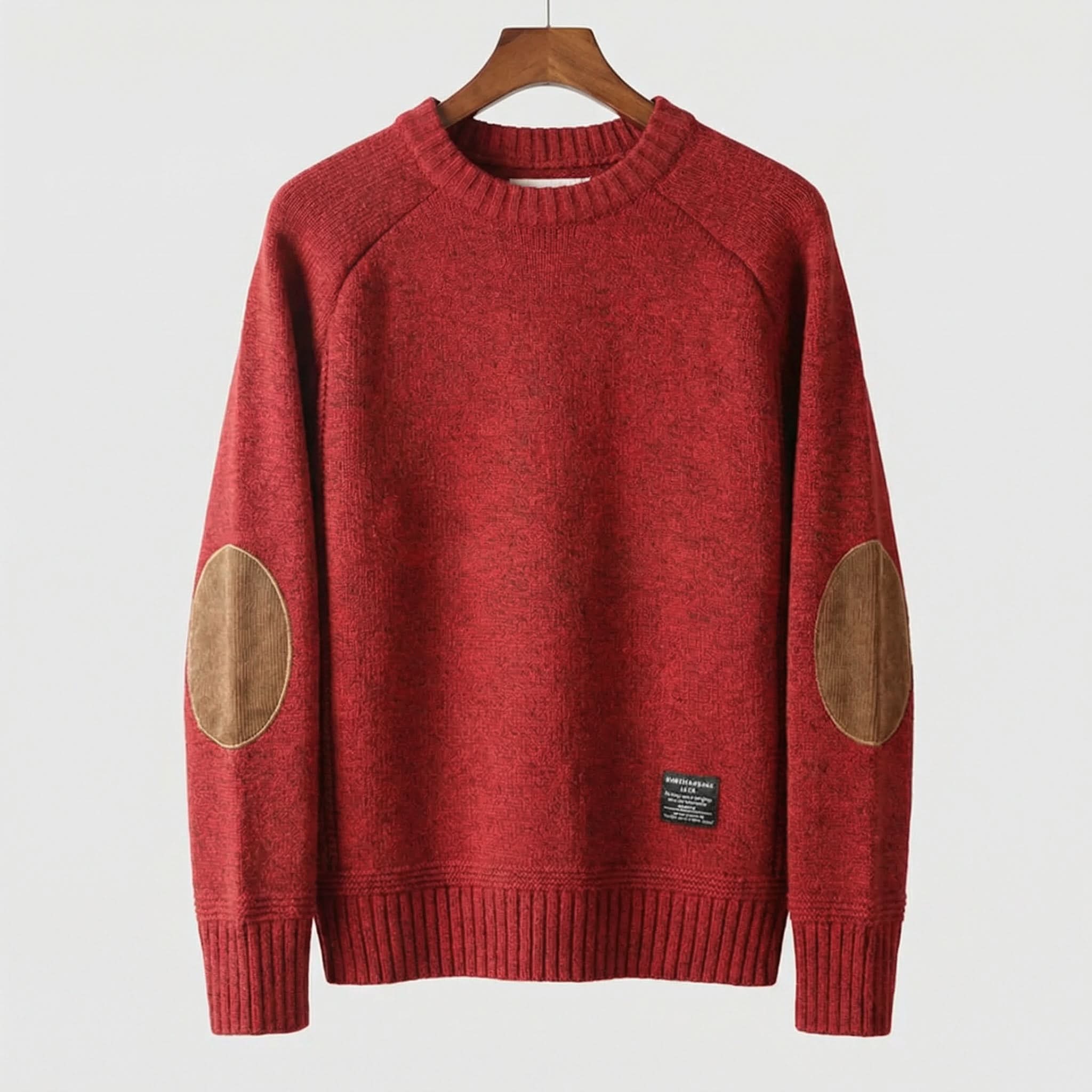 Maglione da uomo girocollo con toppe sui gomiti